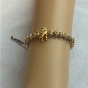 NWOT Gold Color Elephant Charm Bracelet with Beaded Chain